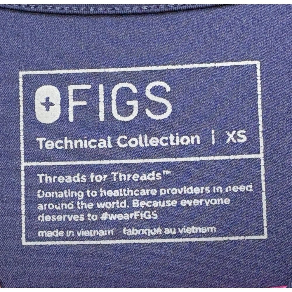 Women's Figs X Small XS Scrub Top Navy Blue Technical Collection V-Neck GUC - Picture 2 of 8